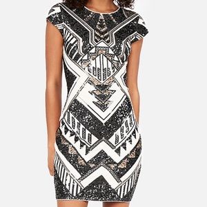 Express Short Sleeve Sequin Sheath Dress